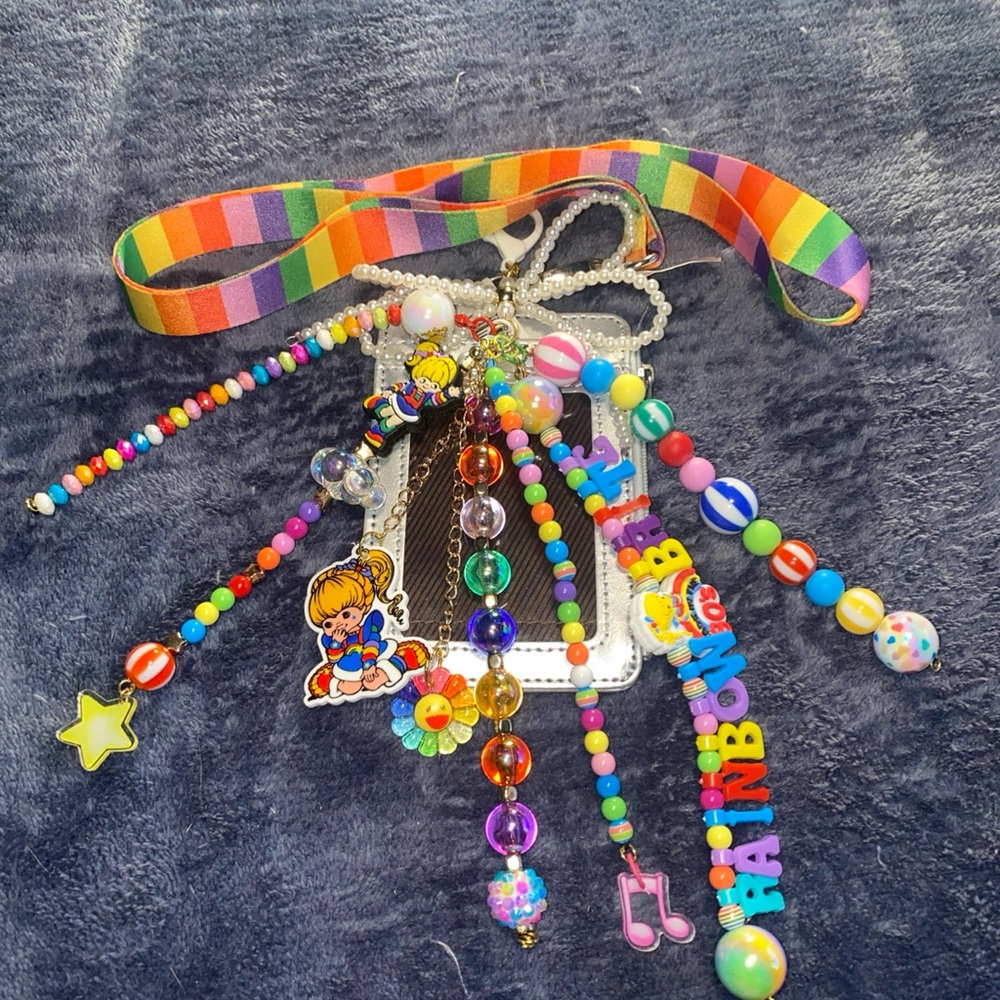 Beaded Brite Keychain / with lanyard and card holder